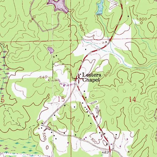 Topographic Map of Lesters Chapel, AL