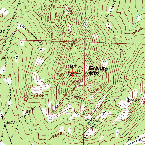 Topographic Map of Granite Mountain, WA
