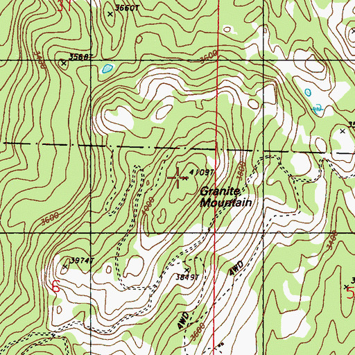 Topographic Map of Granite Mountain, WA