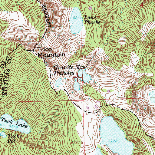 Topographic Map of Granite Mountain Potholes, WA