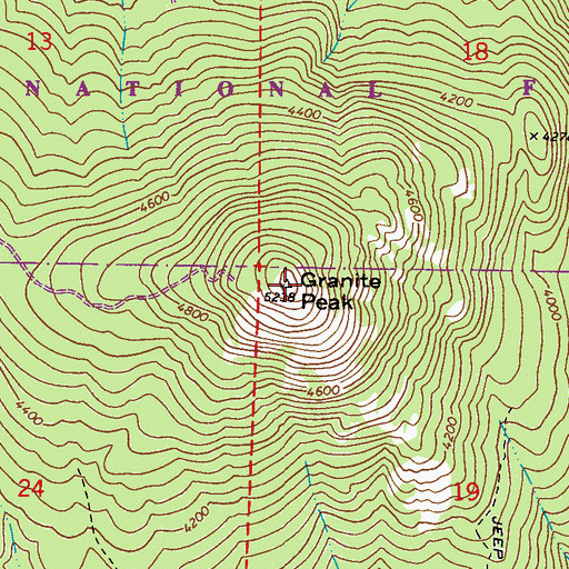 Topographic Map of Granite Peak, WA