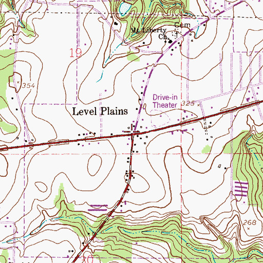 Topographic Map of Level Plains, AL