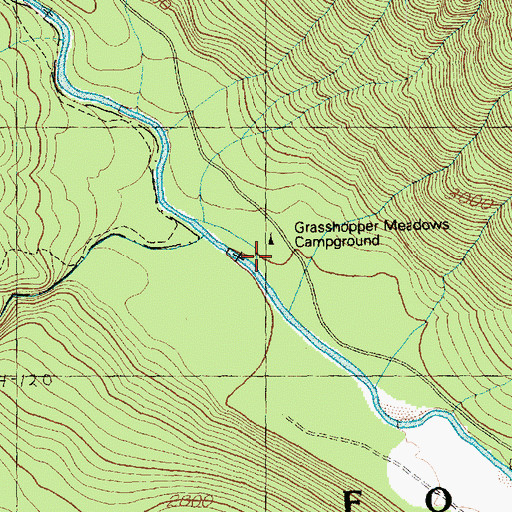 Topographic Map of Grasshopper Meadows Campground, WA