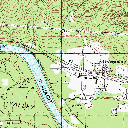 Topographic Map of Grassmere, WA