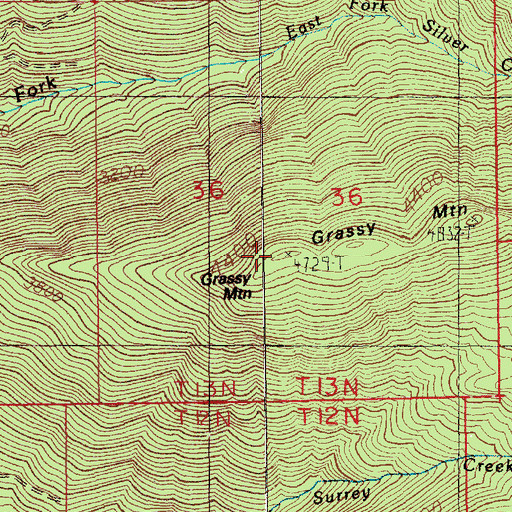 Topographic Map of Grassy Mountain, WA