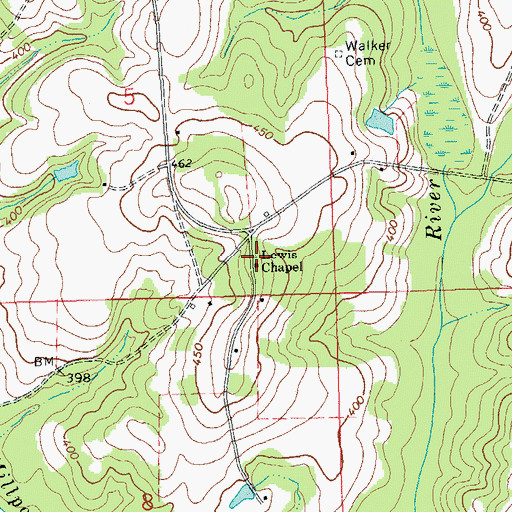 Topographic Map of Lewis Chapel, AL