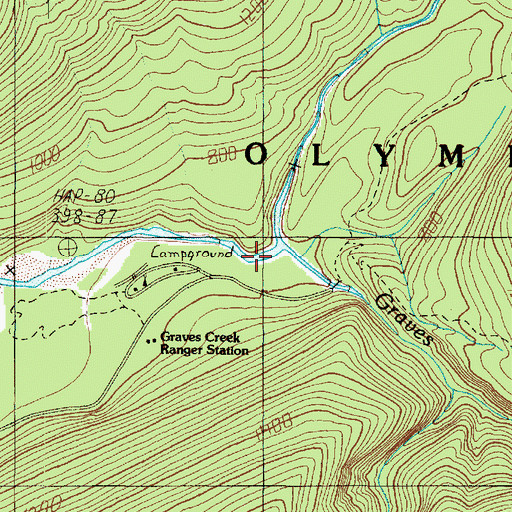Topographic Map of Graves Creek, WA
