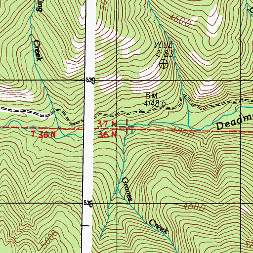 Topographic Map of Graves Creek, WA