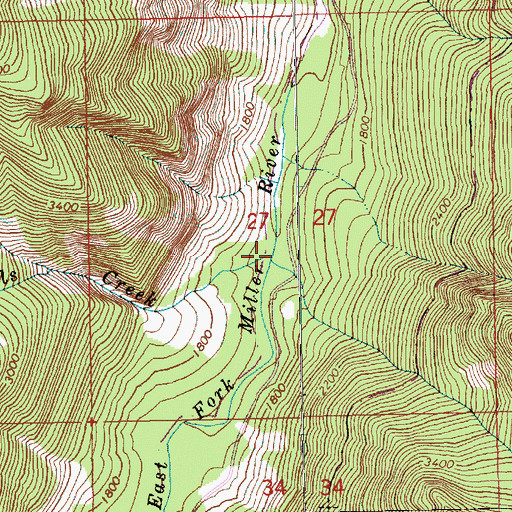 Topographic Map of Great Falls Creek, WA