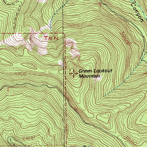 Topographic Map of Green Lookout Mountain, WA