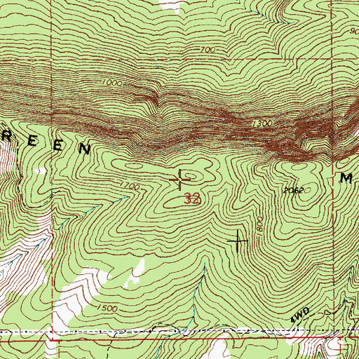 Topographic Map of Green Mountain, WA