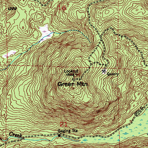 Topographic Map of Green Mountain, WA