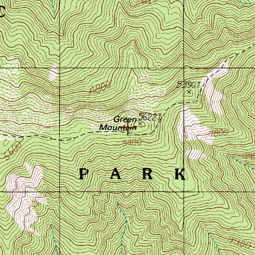 Topographic Map of Green Mountain, WA