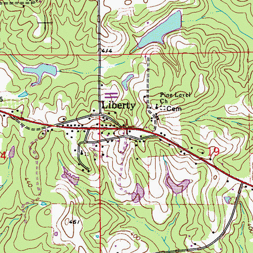 Topographic Map of Liberty, AL