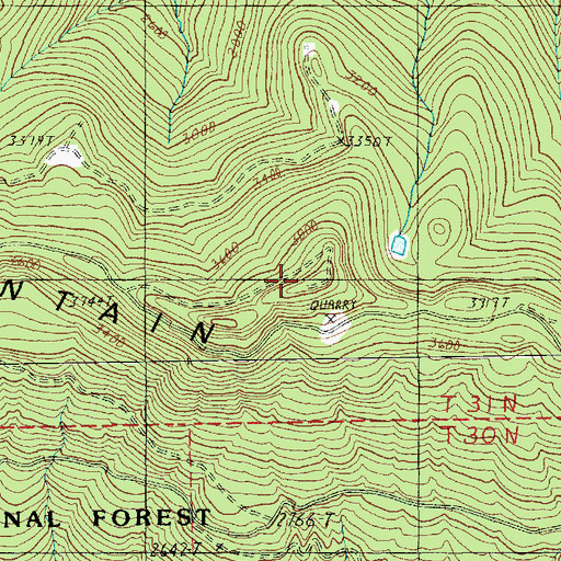 Topographic Map of Green Mountain, WA