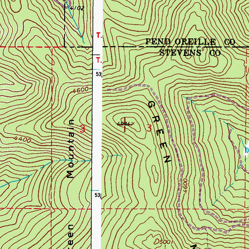 Topographic Map of Green Mountain, WA