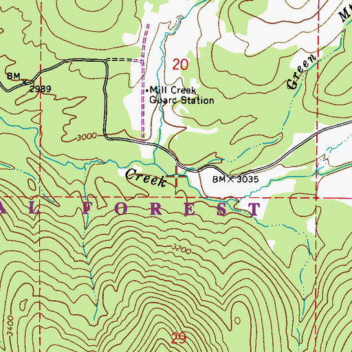Topographic Map of Green Mountain Creek, WA