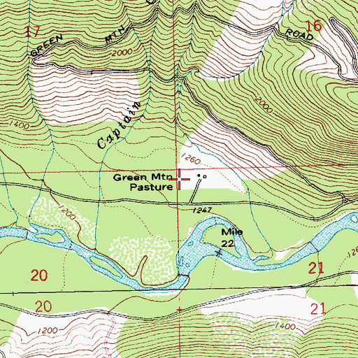 Topographic Map of Green Mountain Pasture, WA
