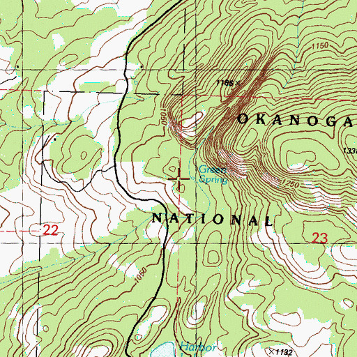 Topographic Map of Green Spring, WA
