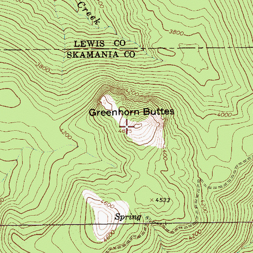 Topographic Map of Greenhorn Buttes, WA