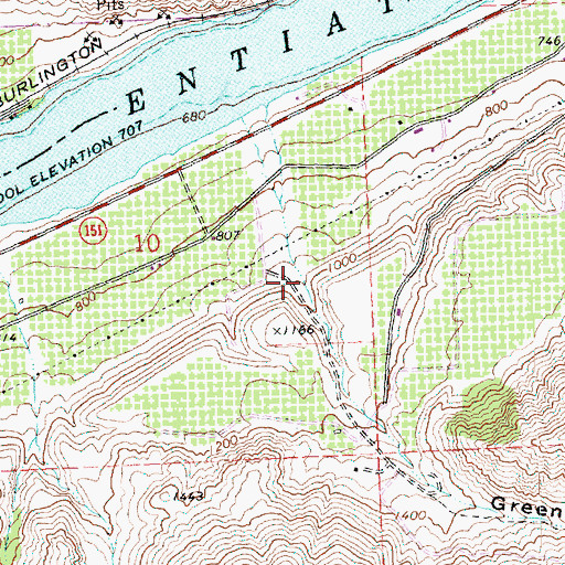 Topographic Map of Greens Canyon, WA