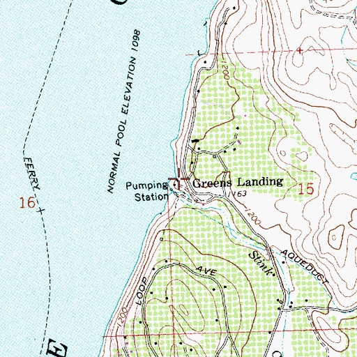 Topographic Map of Greens Landing, WA