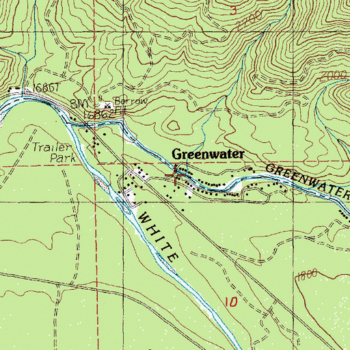 Topographic Map of Greenwater, WA