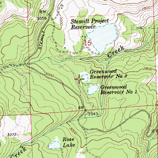 Topographic Map of Greenwood Reservoir Number Two, WA