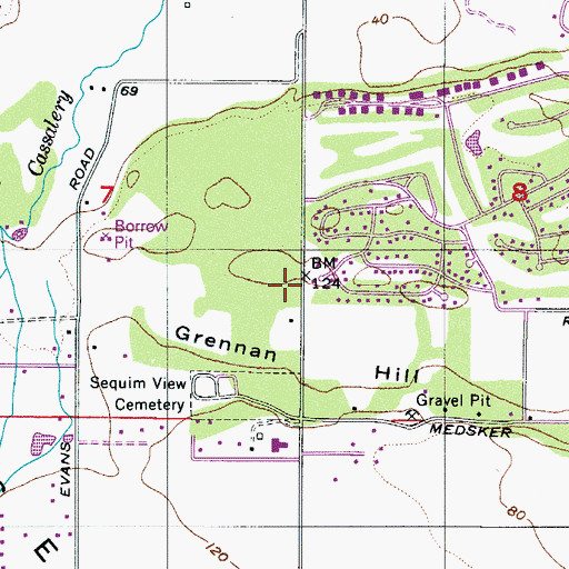 Topographic Map of Grennan Hill, WA