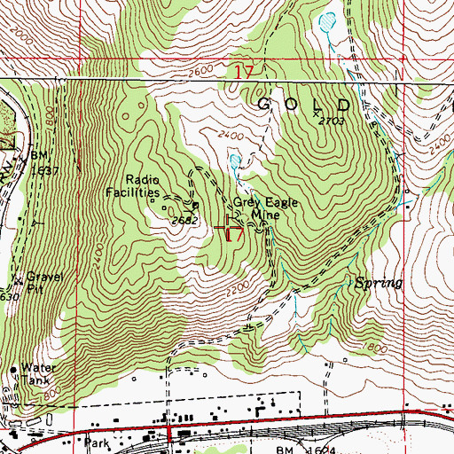 Topographic Map of Grey Eagle Mine, WA