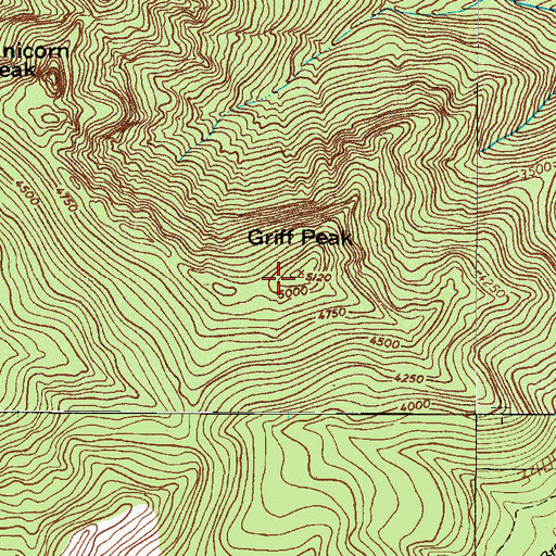 Topographic Map of Griff Peak, WA