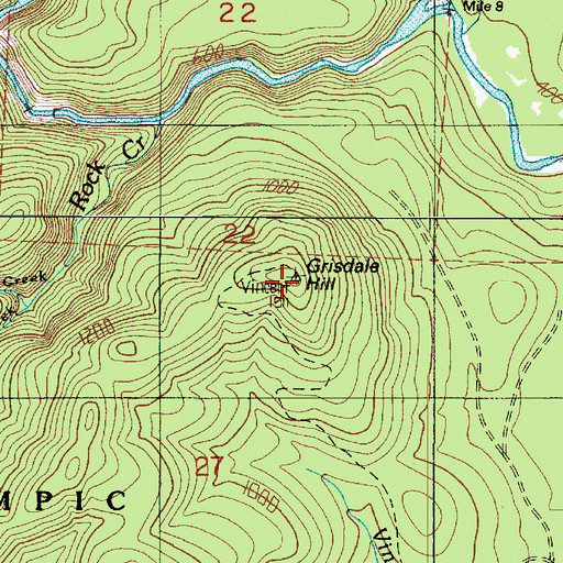 Topographic Map of Grisdale Hill, WA