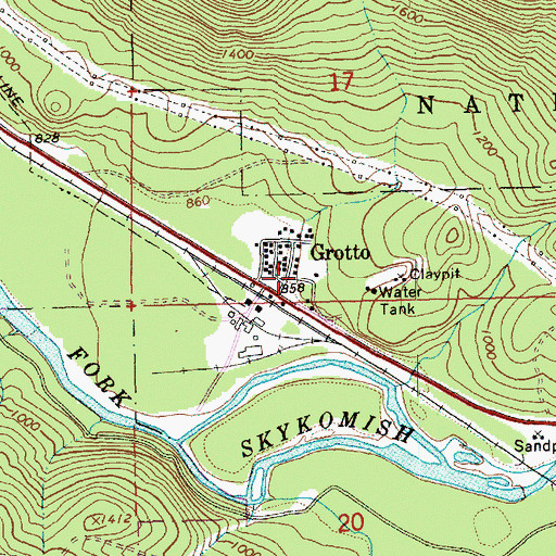 Topographic Map of Grotto, WA