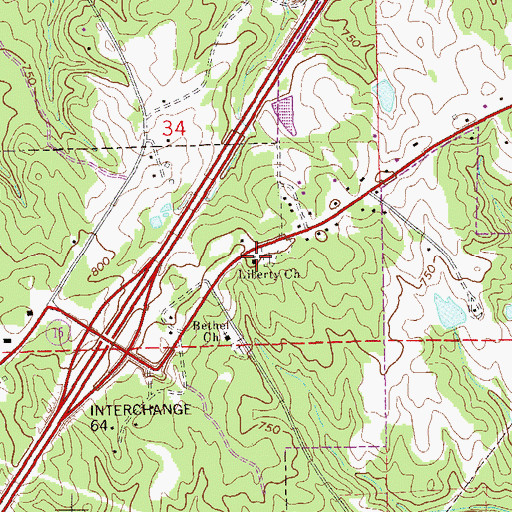 Topographic Map of Liberty Baptist Church, AL