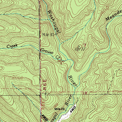 Topographic Map of Grouse Creek, WA