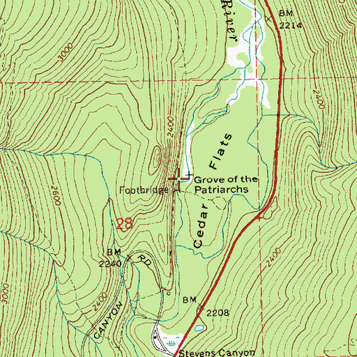 Topographic Map of Grove of the Patriarchs, WA