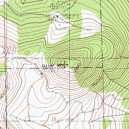 Topographic Map of Guler Mountain, WA