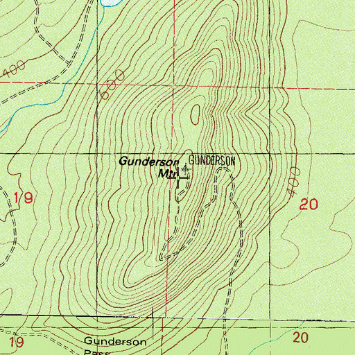 Topographic Map of Gunderson Mountain, WA
