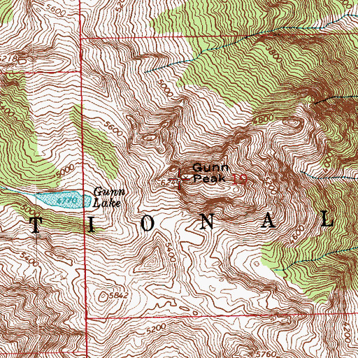 Topographic Map of Gunn Peak, WA
