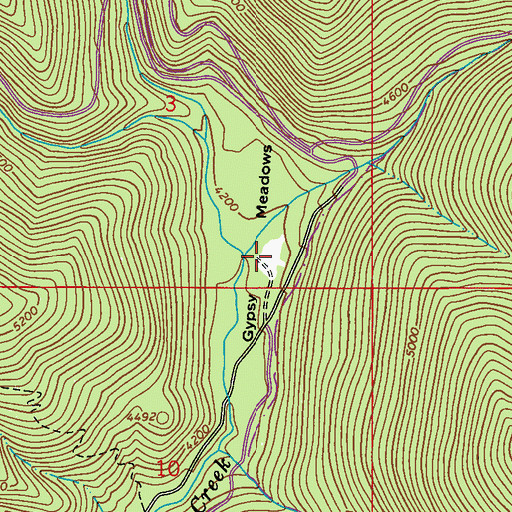 Topographic Map of Gypsy Meadows, WA