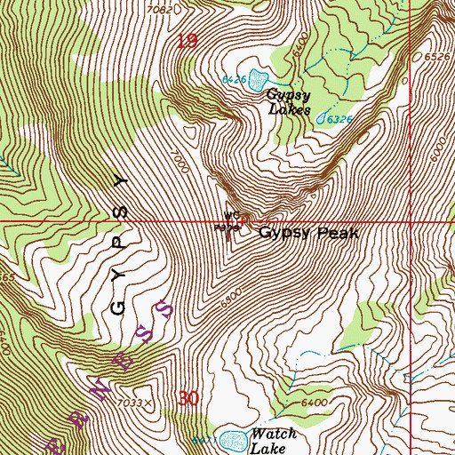 Topographic Map of Gypsy Peak, WA
