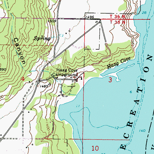 Topographic Map of Haag Cove Campground, WA