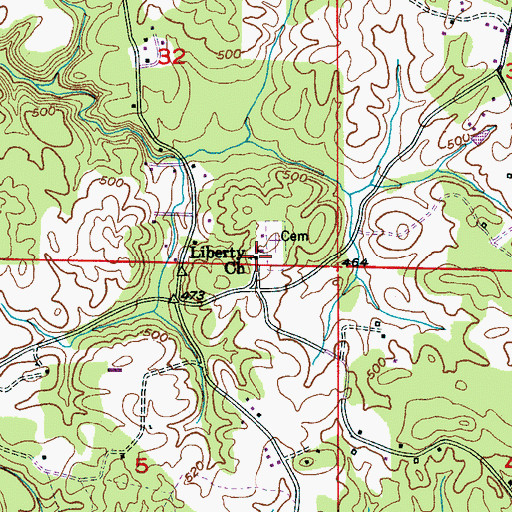 Topographic Map of Liberty Church, AL