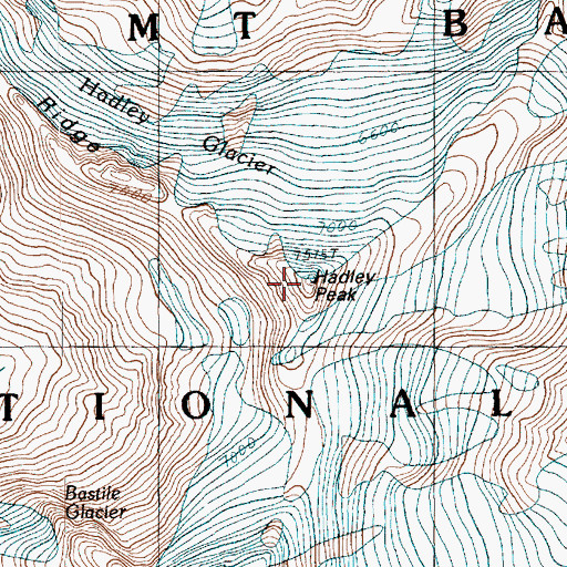 Topographic Map of Hadley Peak, WA