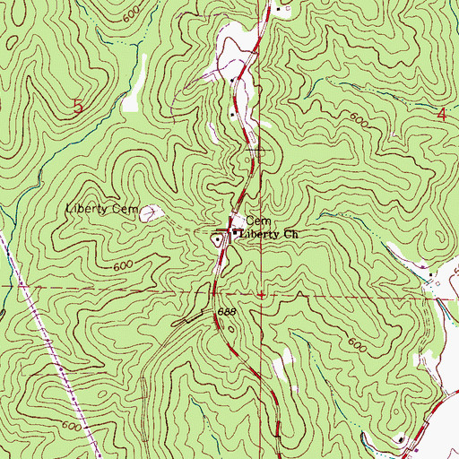 Topographic Map of Liberty Freewill Baptist Church, AL