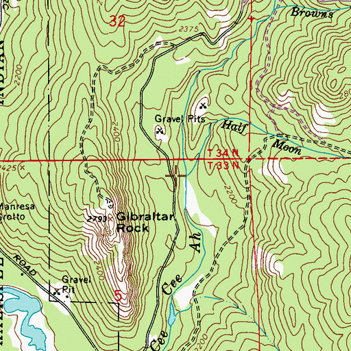 Topographic Map of Half Moon Creek, WA