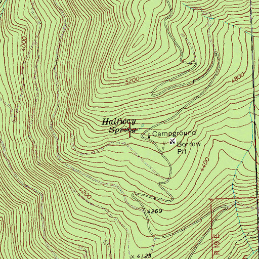 Topographic Map of Halfway Spring, WA
