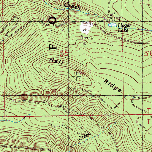 Topographic Map of Hall Ridge, WA