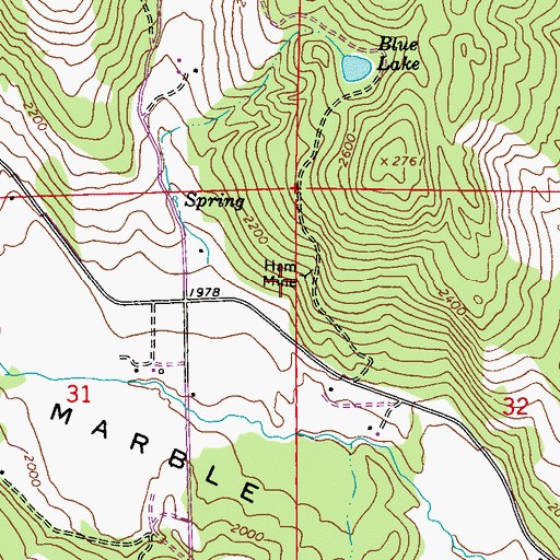 Topographic Map of Ham Mine, WA
