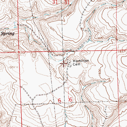 Topographic Map of Hamilton Cemetery, WA